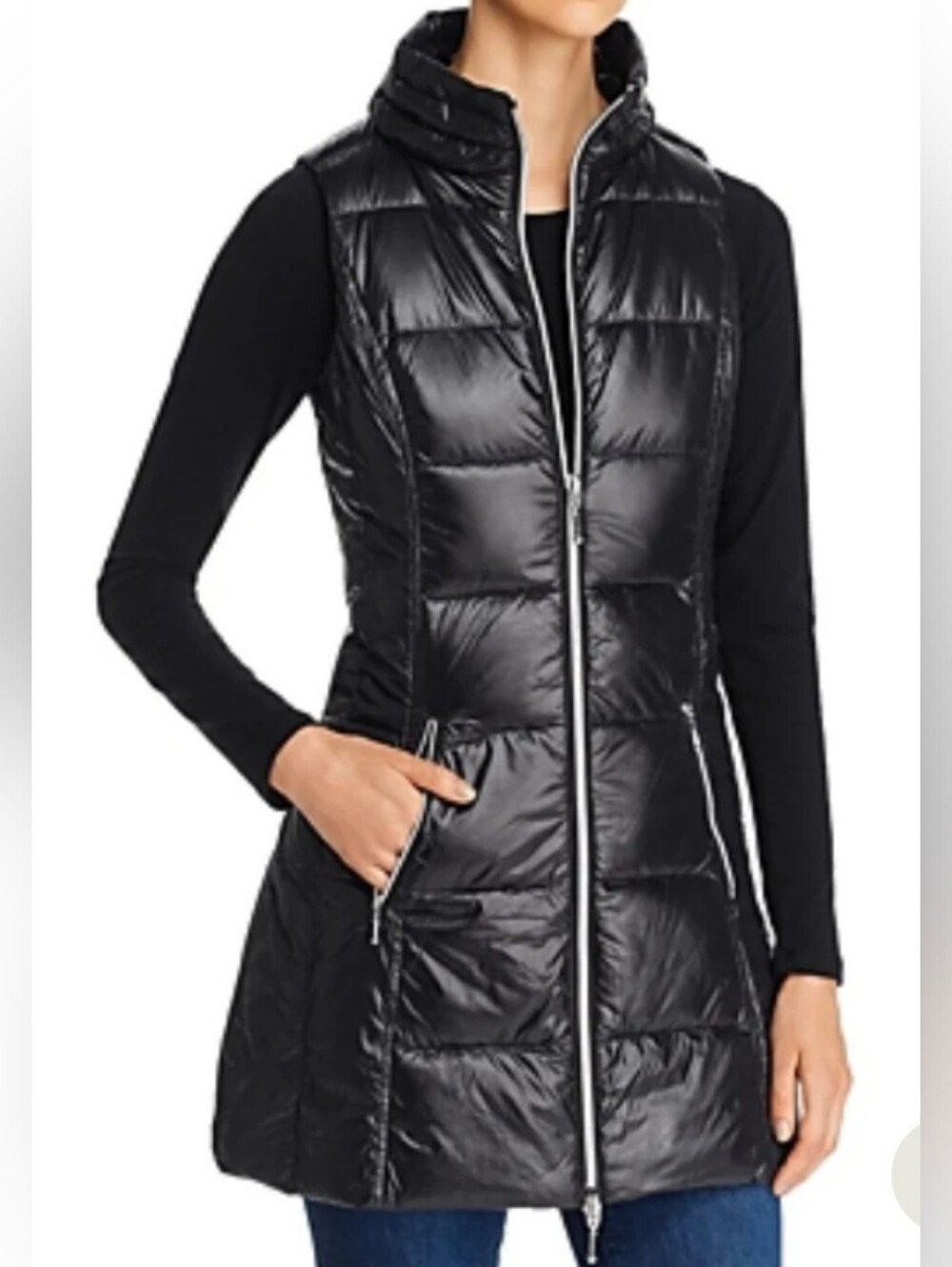 coatology New York Long Down Puffer Black Vest Size S
